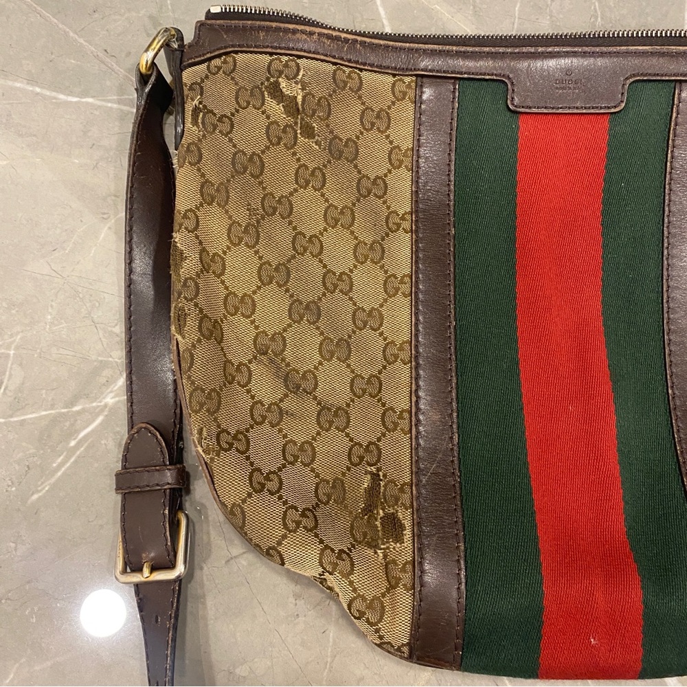 AUTHENTIC 💕Gucci💕 GG Canvas Web Half Moon Hobo Bag - Picture 3 of 16